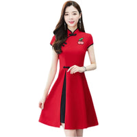 cheongsam-robe-slim-manches-courtes
