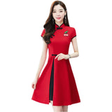cheongsam-robe-slim-manches-courtes