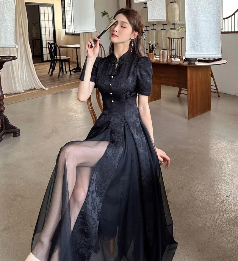 robe-chinoise-noire-style-qipao