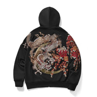 pull-chinois-hoodie-noir-dragon-fleur