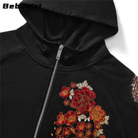 pull-chinois-hoodie-noir-dragon-fleur