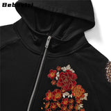 pull-chinois-hoodie-noir-dragon-fleur