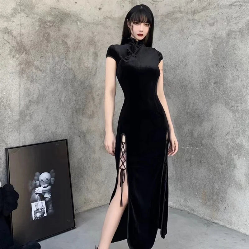 cheongsam-robe-bandages-fente-haute