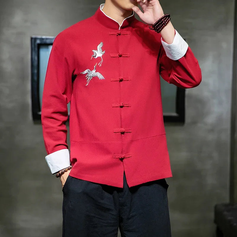 Chemises Chinoises Hommes Col Mandarin