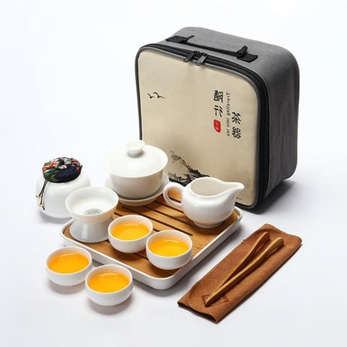 Service à Thé Chinois En Porcelaine Blanche
