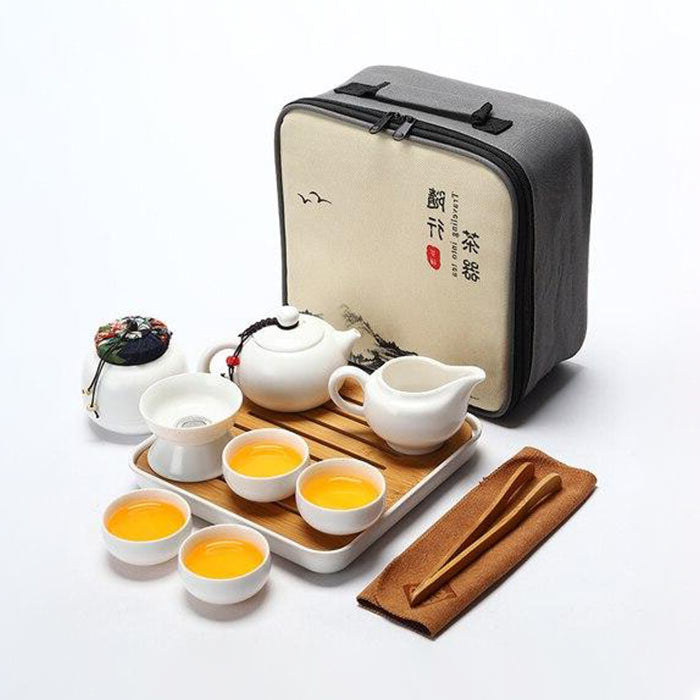 Service à Thé Chinois En Porcelaine Blanche