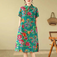 cheongsam-robe-fleurie-mi-longue