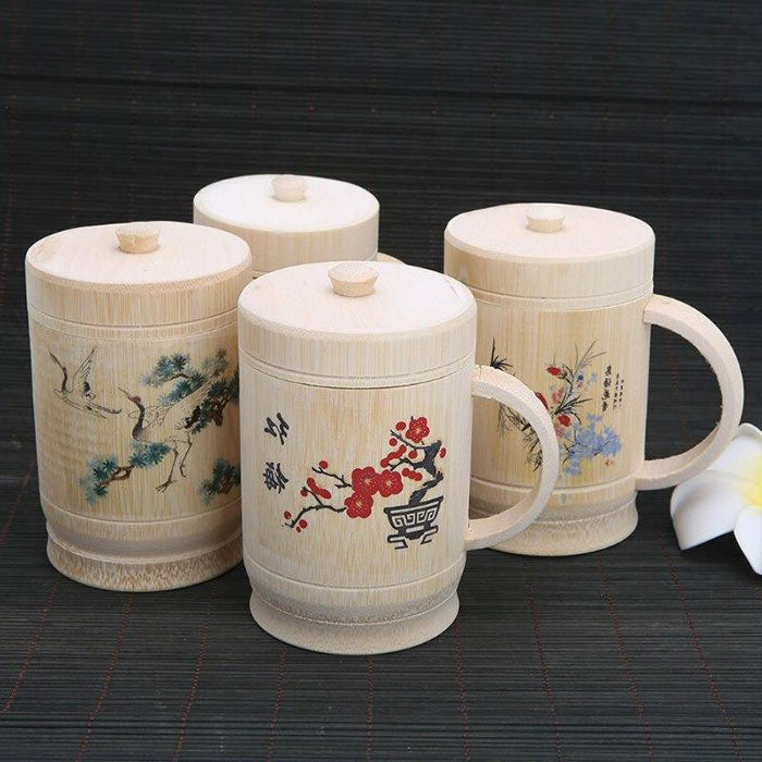 Tasses Chinoises En Bambou Avec Couvercle
