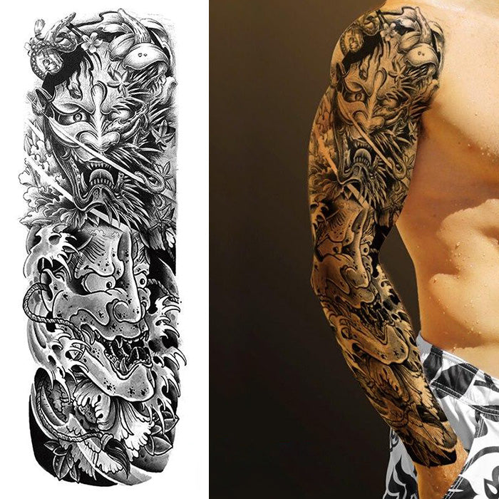 tatouage-chinois-en-noir-et-blanc-avec-demon