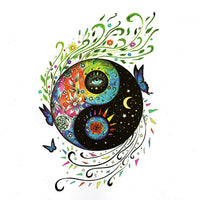 tatouage-ying-yang-fleurs