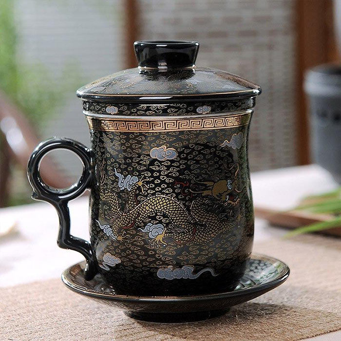 Tasse Chinoise Ancienne Dragon Doré