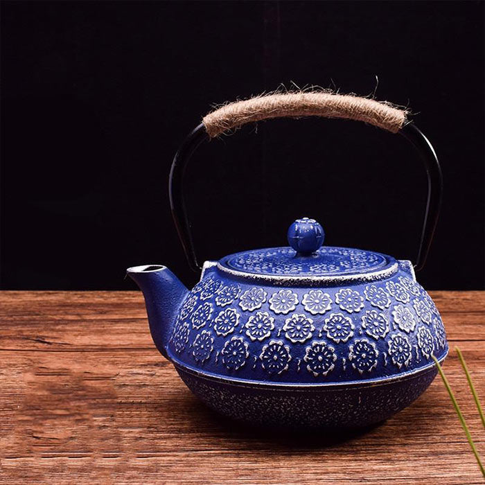 Théière Chinoise En Fonte Bleue