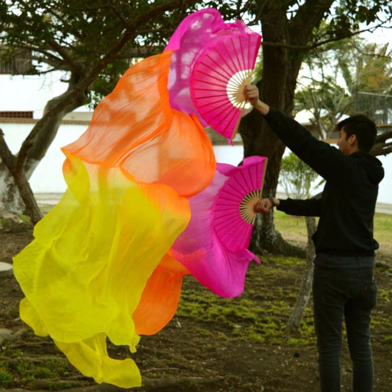 eventails-chinois-de-danse-roses-oranges-et-jaunes