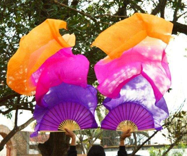 eventails-chinois-de-danse-violets-roses-et-oranges