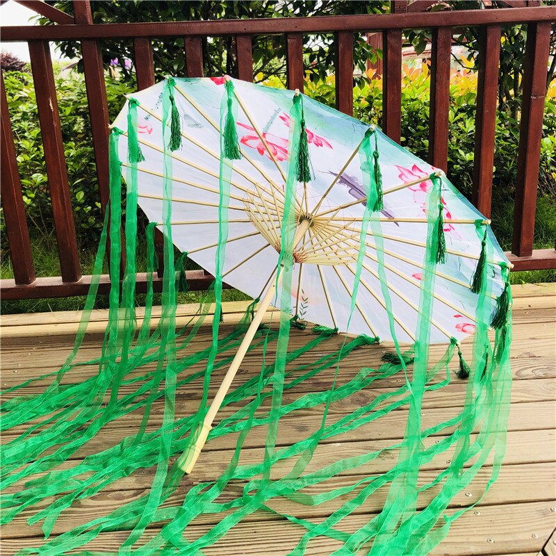 Ombrelle Chinoise Verte Et Blanche