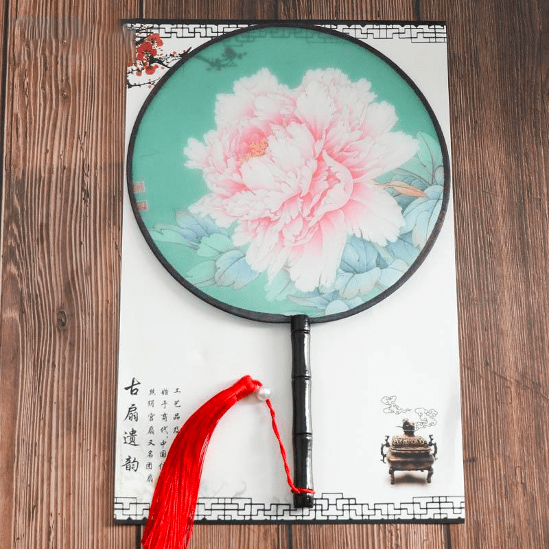 eventail-chinois-rond-fleur-rose