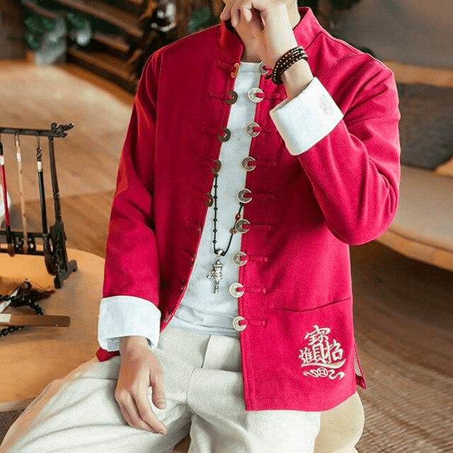 veste-chinoise-homme-officier-rouge