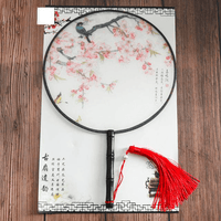 eventail-chinois-rond-oiseau-rose