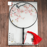 eventail-chinois-rond-oiseau-rose