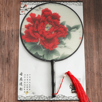 Éventail Chinois Rond Fleur Rose