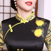 robe-chinoise-fleurs-jaunes