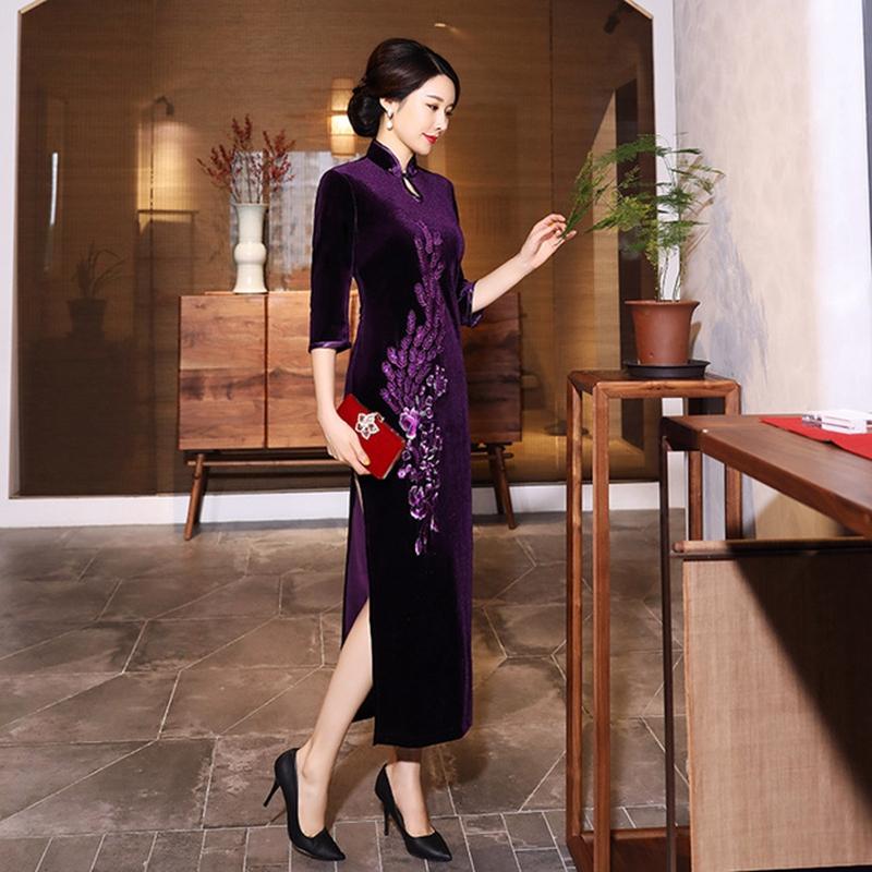 robe-chinoise-longue-velours