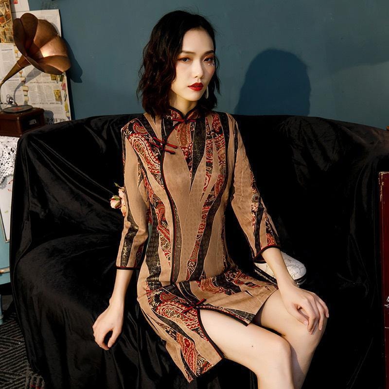 robe-chinoise-marron