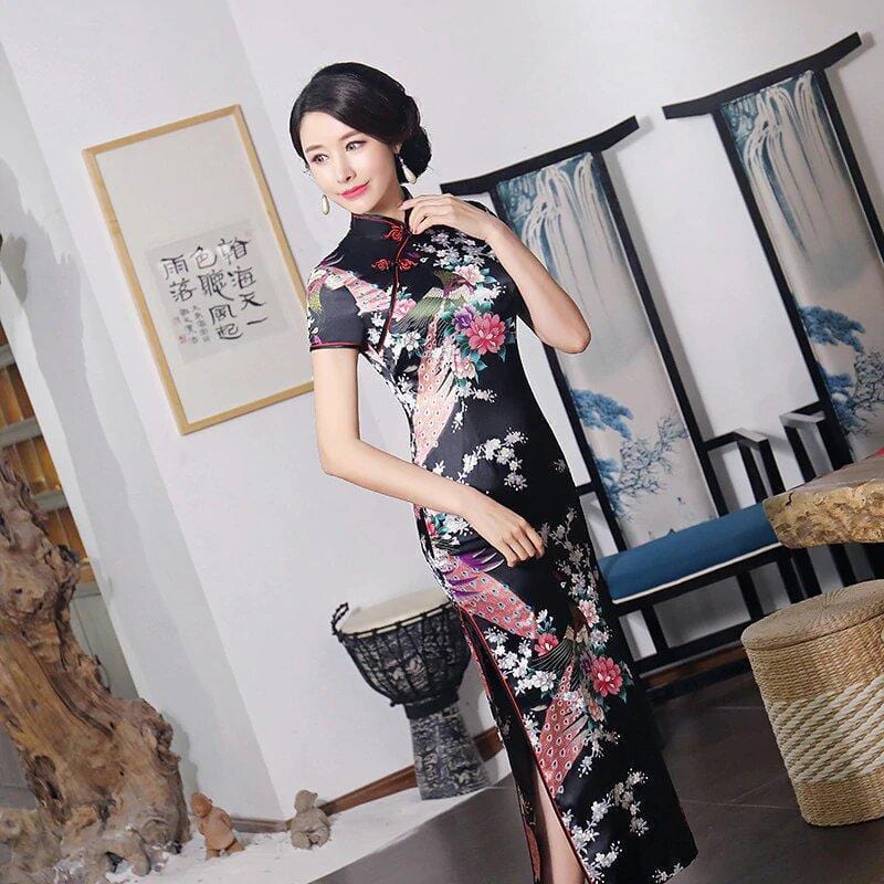 robe-chinoise-longue-noire