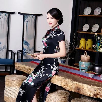 robe-chinoise-longue-noire