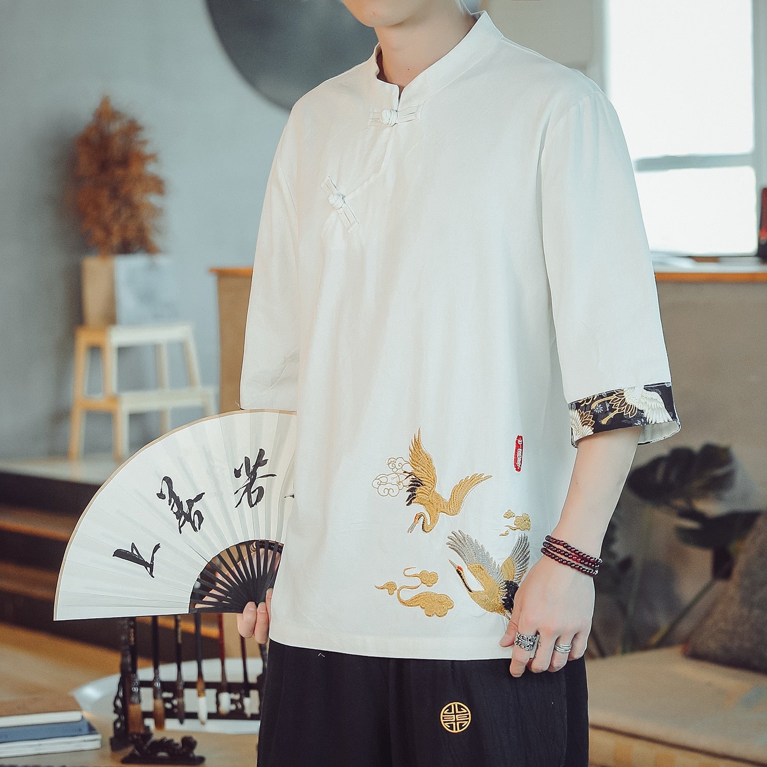 t-shirt-chinois-grue-brodee