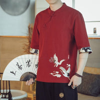t-shirt-chinois-grue-brodee