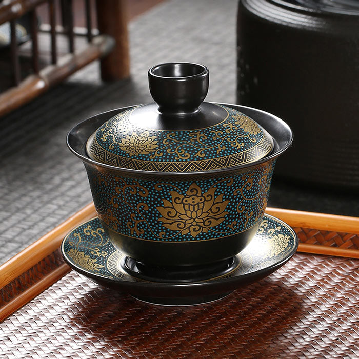 Tasses Chinoises En Porcelaine Noire